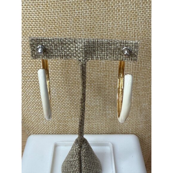 Kenneth Lane Gold & Ivory Hoop Earrings 2" Diameter Elegant Design Womens - Picture 13 of 15